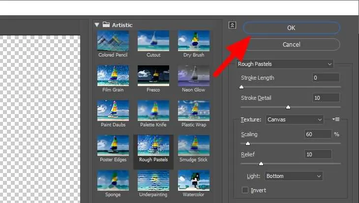 rough pastels settings Cara Mudah Membuat Efek Kapur di Photoshop 9 rough pastels settings