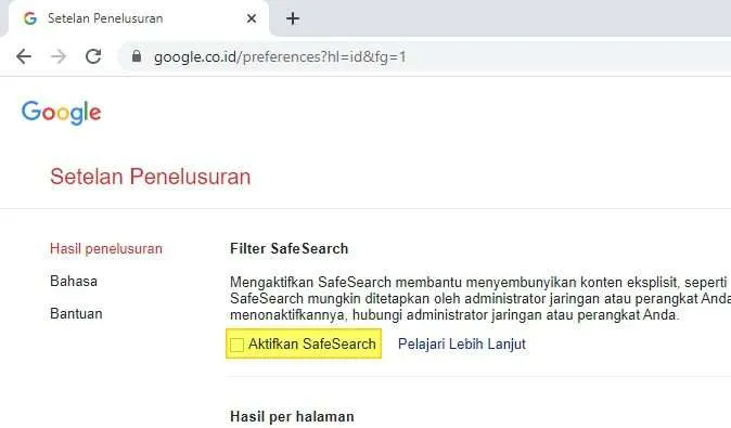 aktifkan safesearch Cara Menonaktifkan Filter 'SafeSearch' di Mesin Pencari Google 5 aktifkan safesearch