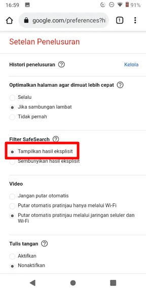 tampilkan hasil eksplisit Cara Menonaktifkan Filter 'SafeSearch' di Mesin Pencari Google 9 tampilkan hasil eksplisit