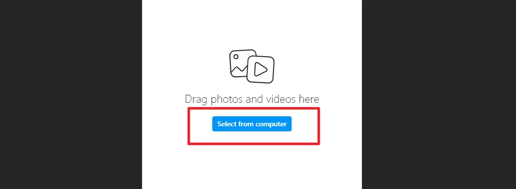 klik pada select from computer Cara Upload Foto di Instagram PC/Laptop Tanpa Aplikasi 3 klik pada select from computer