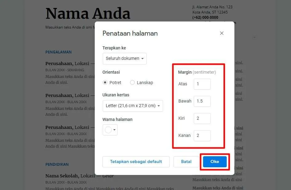 Cara Mengatur Jarak Margin Kertas di Google Docs 5 margin Cara Mengatur Jarak Margin Kertas di Google Docs 5 margin