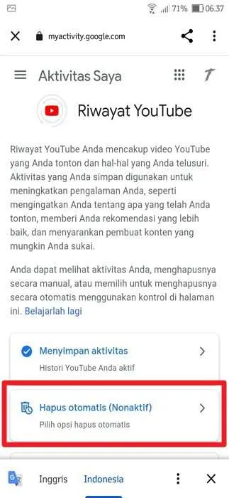 hapus otomatis yt android Cara Menghapus Histori Tontonan YouTube Secara Otomatis 12 hapus otomatis yt android