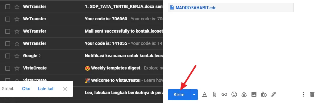klik kirim 3 Cara Mengirim File Besar Lewat Email dengan Mudah 8 klik kirim