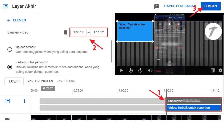 atur waktu Cara Membuat Rekomendasi Tontonan di Akhir Video YouTube 8 atur waktu