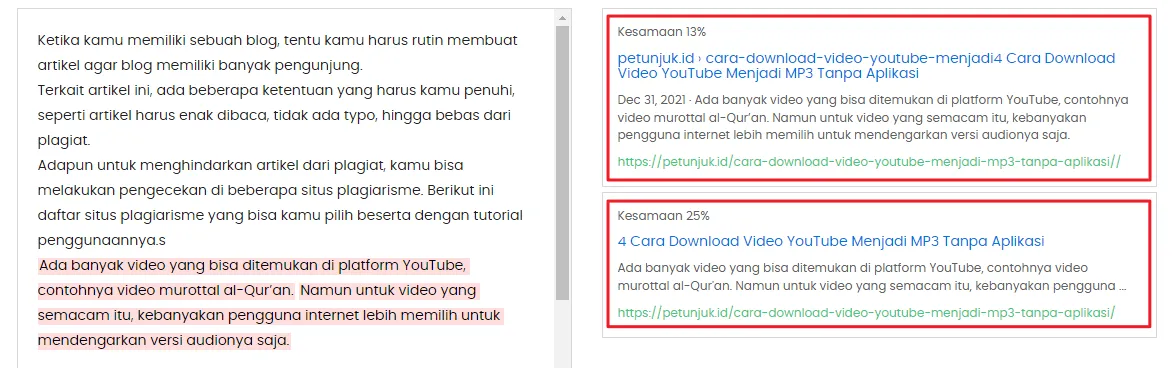 Cara Mengecek Plagiarisme Artikel di Internet Secara Akurat 10 hasil sama Cara Mengecek Plagiarisme Artikel di Internet Secara Akurat 8 hasil sama