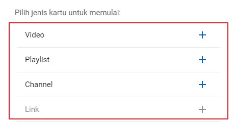 jenis kartu Cara Membuat Rekomendasi Tontonan di Akhir Video YouTube 12 jenis kartu