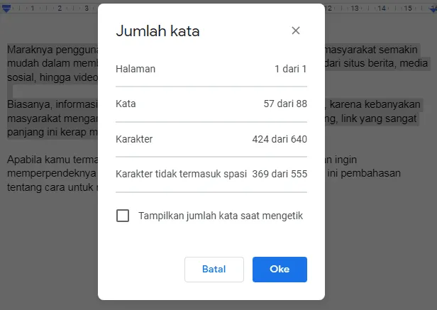 Cara Melihat Jumlah Kata di Google Docs via Web dan Aplikasi 8 jumlah kata paragraf Cara Melihat Jumlah Kata di Google Docs via Web dan Aplikasi 6 jumlah kata paragraf