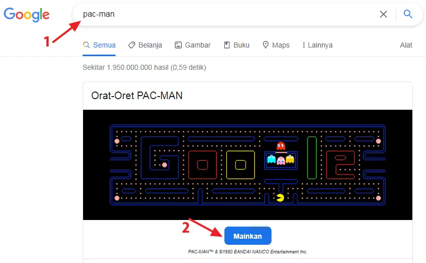 Cara Mainkan 8 Game Tersembunyi di Google Chrome 6 pac man Cara Mainkan 8 Game Tersembunyi di Google Chrome 4 pac man