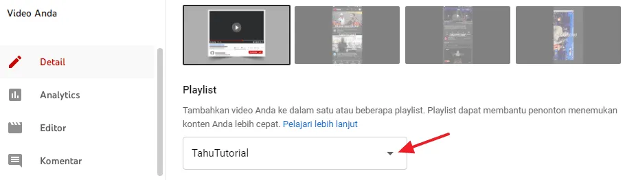 panah playlist Cara Membuat dan Mengatur Playlist Video di YouTube 7 panah playlist