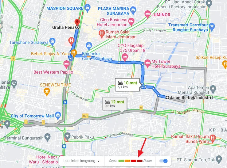 peta lalu lintas Cara Melihat Situasi Kemacetan Jalan dengan Google Maps 6 peta lalu lintas