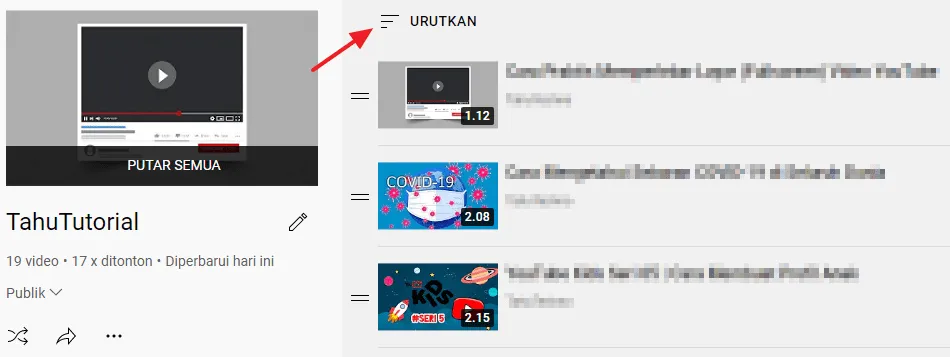 urutkan Cara Membuat dan Mengatur Playlist Video di YouTube 13 urutkan