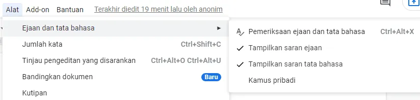 Cara Cek Typo Tulisan di Google Docs Web & Aplikasi 6 alat ejaan Cara Cek Typo Tulisan di Google Docs Web & Aplikasi 4 alat ejaan