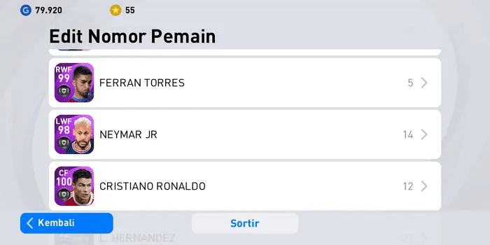 Cara Mengganti Nomor Punggung Pemain di PES Mobile 2021 6 Screenshot 20220404 110745 Cara Mengganti Nomor Punggung Pemain di PES Mobile 2021 4 Screenshot 20220404 110745