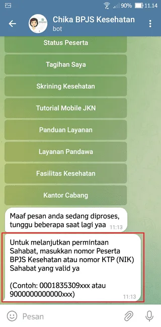 Cara Cek Status KIS PBI di Aplikasi Telegram dengan Mudah 8 Screenshot 20220422 111406 Cara Cek Status KIS PBI di Aplikasi Telegram dengan Mudah 6 Screenshot 20220422 111406
