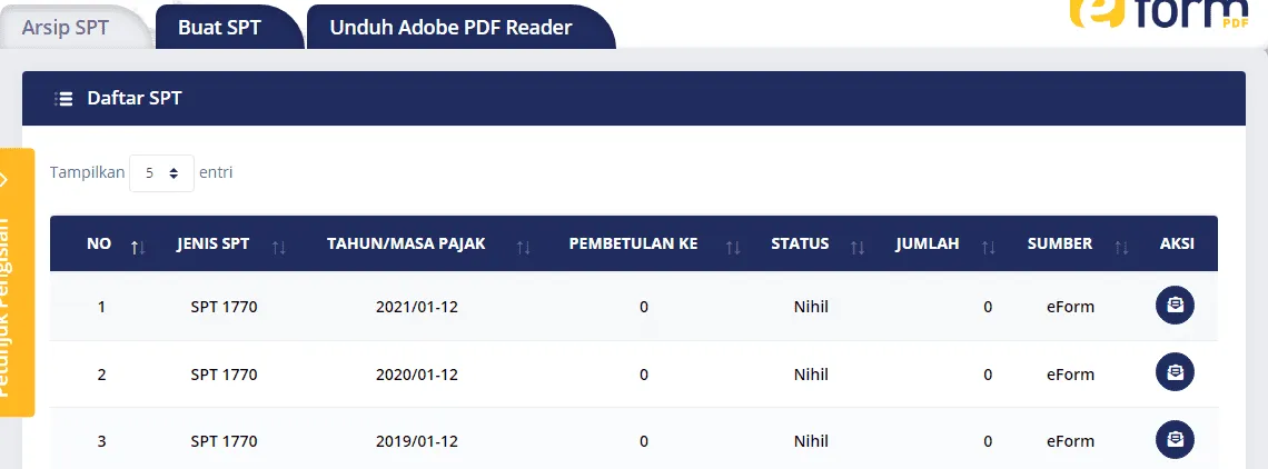 arsip spt Cara Melihat Riwayat Pelaporan SPT Tahunan di DJP Online 5 arsip spt
