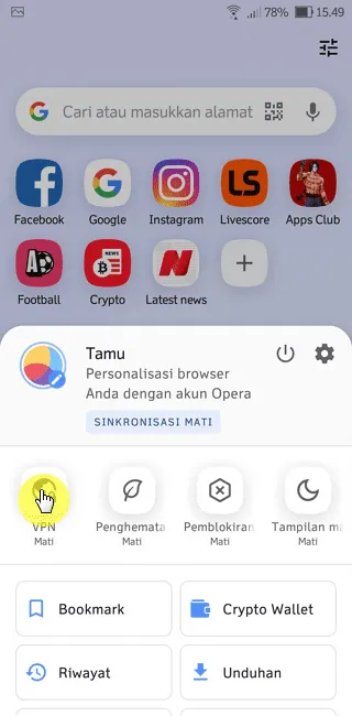Screenshot 20220923 154915 Cara Aktifkan VPN di Aplikasi Opera Kurang dari 1 Menit 2 Screenshot 20220923 154915