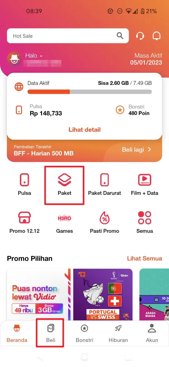 Screenshot 20221207 083902 Cara Beli Kuota Internet 3 Lewat Aplikasi Bima+ 4 Screenshot 20221207 083902