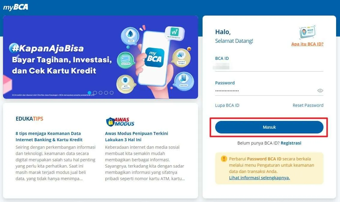 login mybca Cara Hubungkan keyBCA ke myBCA 3 login mybca