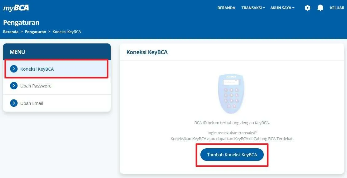 tambah koneksi keybca Cara Hubungkan keyBCA ke myBCA 5 tambah koneksi keybca