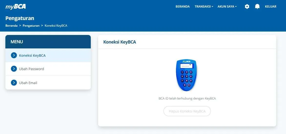 terhubung ke keybca Cara Hubungkan keyBCA ke myBCA 10 terhubung ke keybca