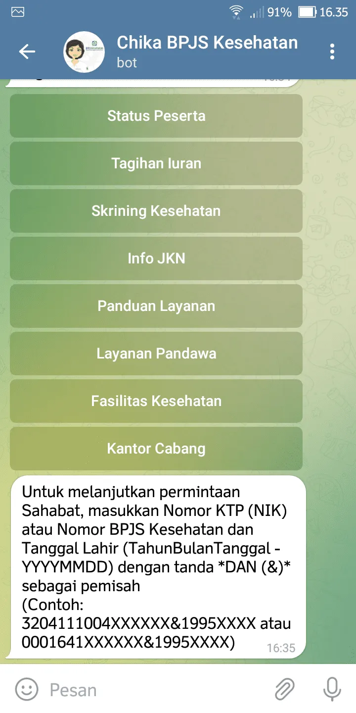 Screenshot 20230204 163516 Cara Cek Status BPJS Kesehatan Mandiri di Aplikasi Telegram 7 Screenshot 20230204 163516