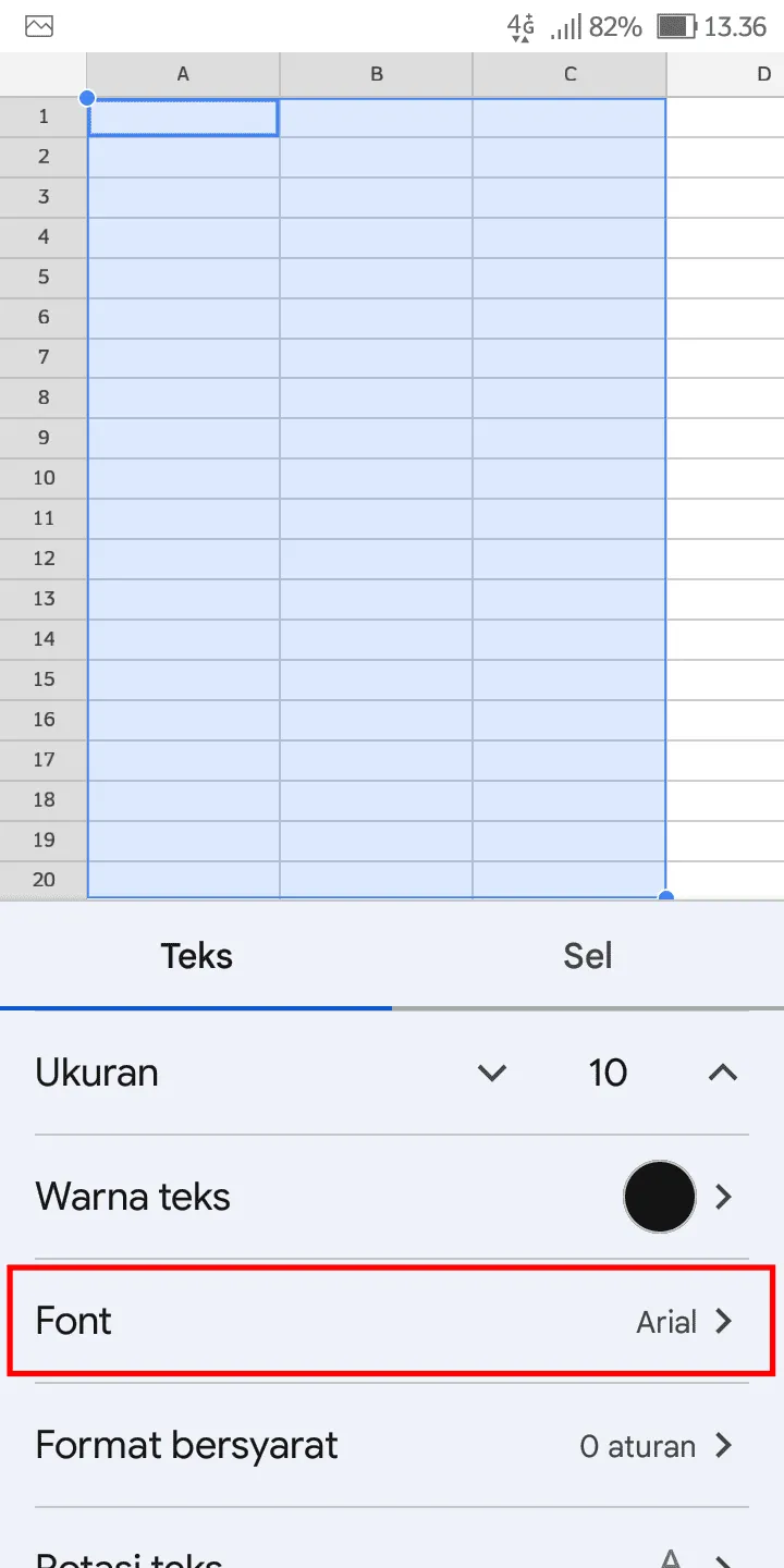 Cara Ganti Font Teks di Aplikasi Google Spreadsheet 8 iMarkup 20230220 144820 Cara Ganti Font Teks di Aplikasi Google Spreadsheet 6 iMarkup 20230220 144820