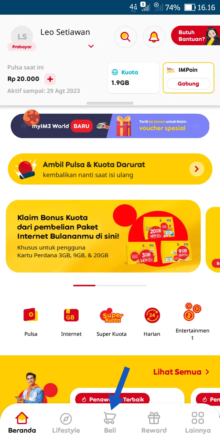 iMarkup 20230801 173743 Cara Mudah Beli Paket Internet Murah di Aplikasi MyIM3 1 iMarkup 20230801 173743