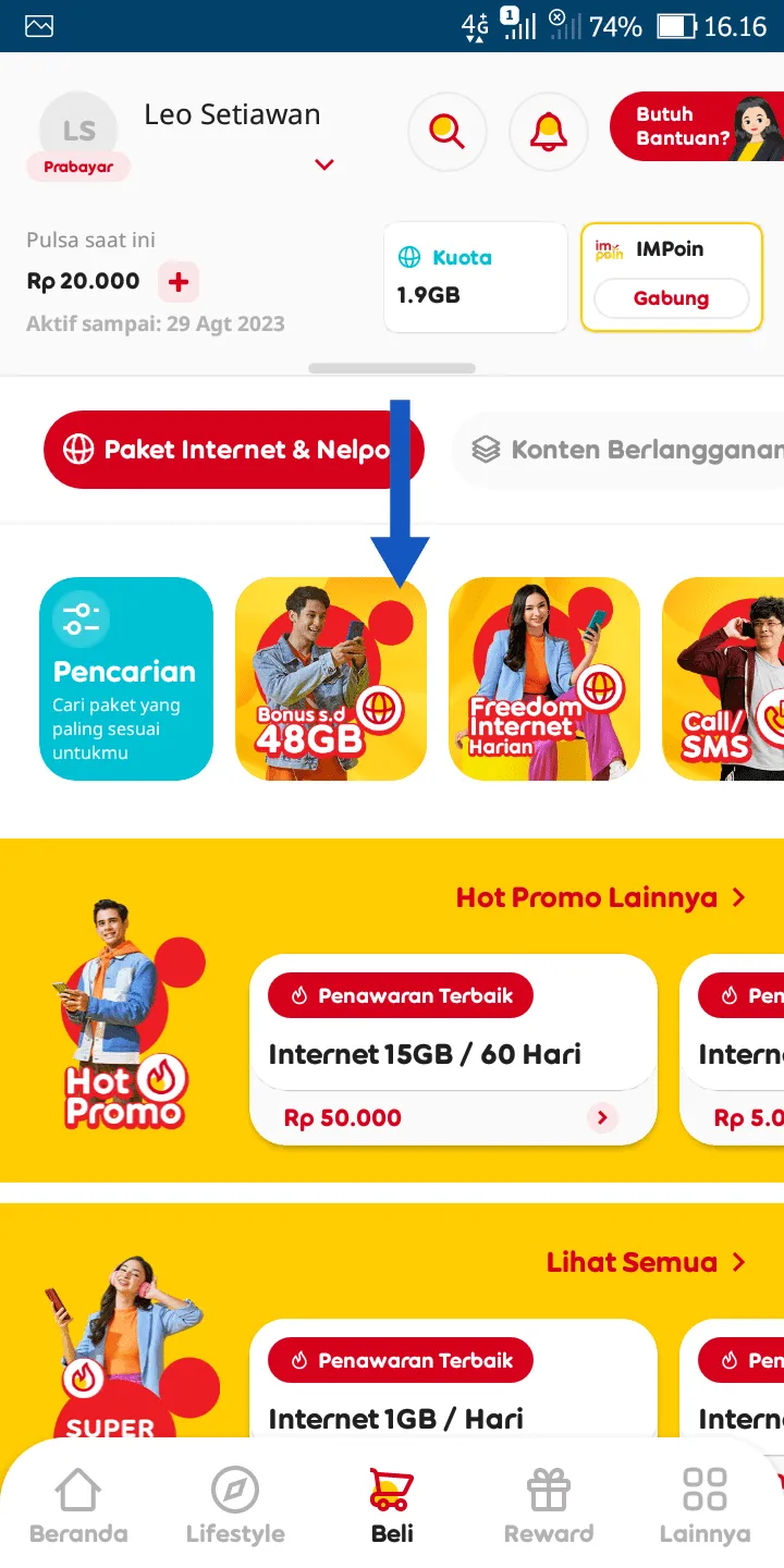 iMarkup 20230801 173832 Cara Mudah Beli Paket Internet Murah di Aplikasi MyIM3 2 iMarkup 20230801 173832