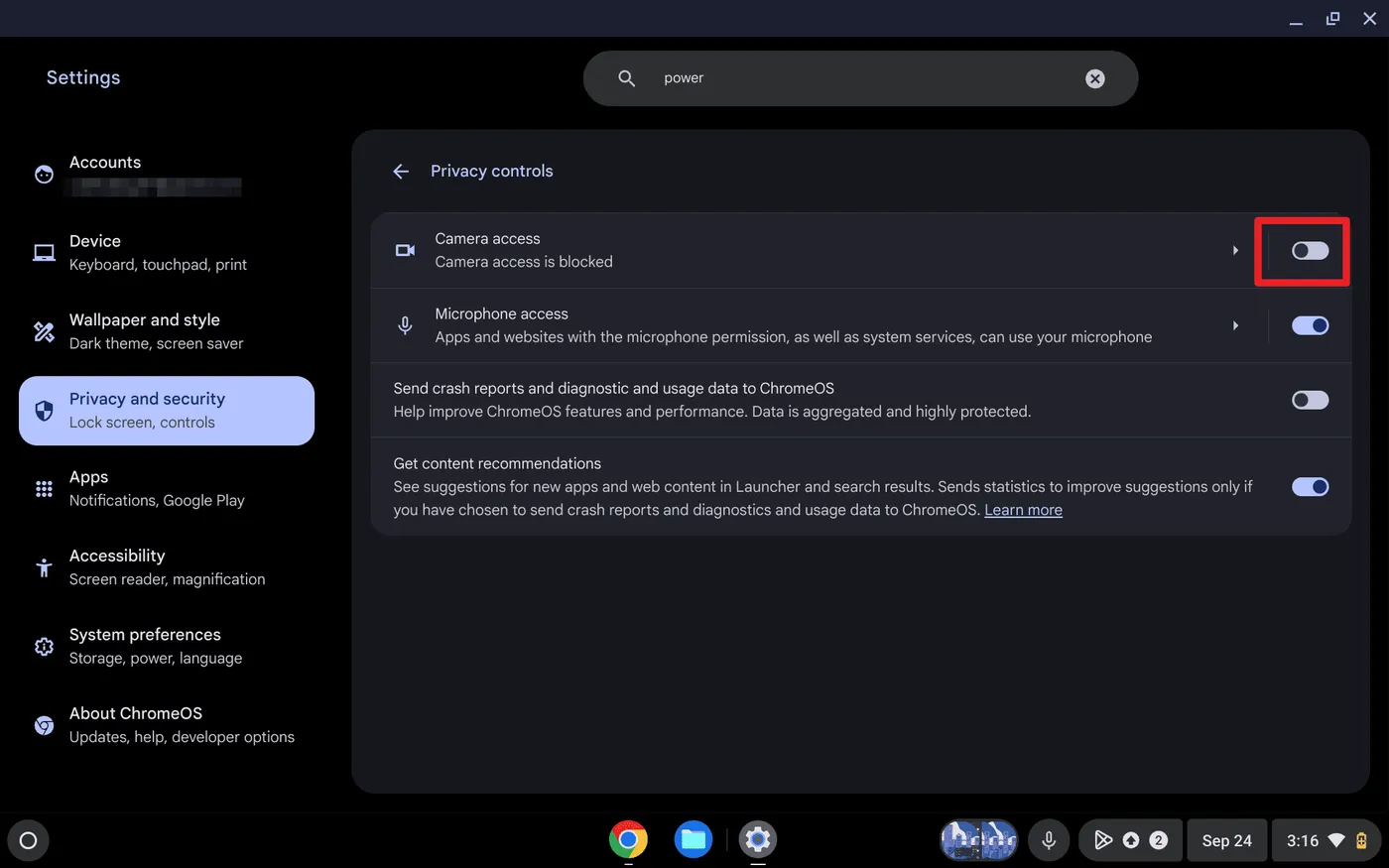 Menonaktifkan Kamera Melalui Pengaturan Cara Menonaktifkan Kamera Chromebook untuk Meningkatkan Privasi 4 Menonaktifkan Kamera Melalui Pengaturan