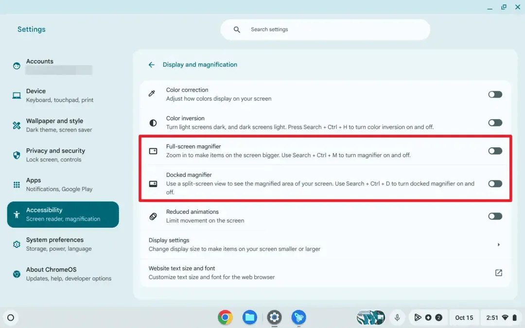 Enabling the Magnifier Cara Menggunakan Magnifier di Chromebook 3 Enabling the Magnifier