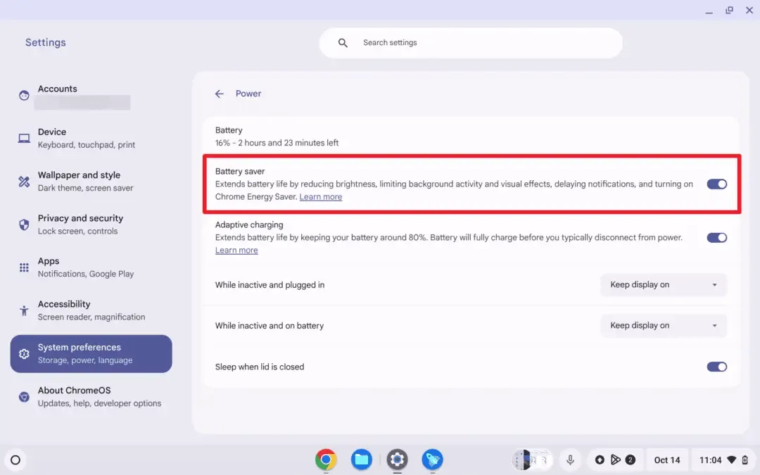 How to Enable Battery Saver Cara Mengaktifkan Battery Saver Mode di Chromebook 3 How to Enable Battery Saver