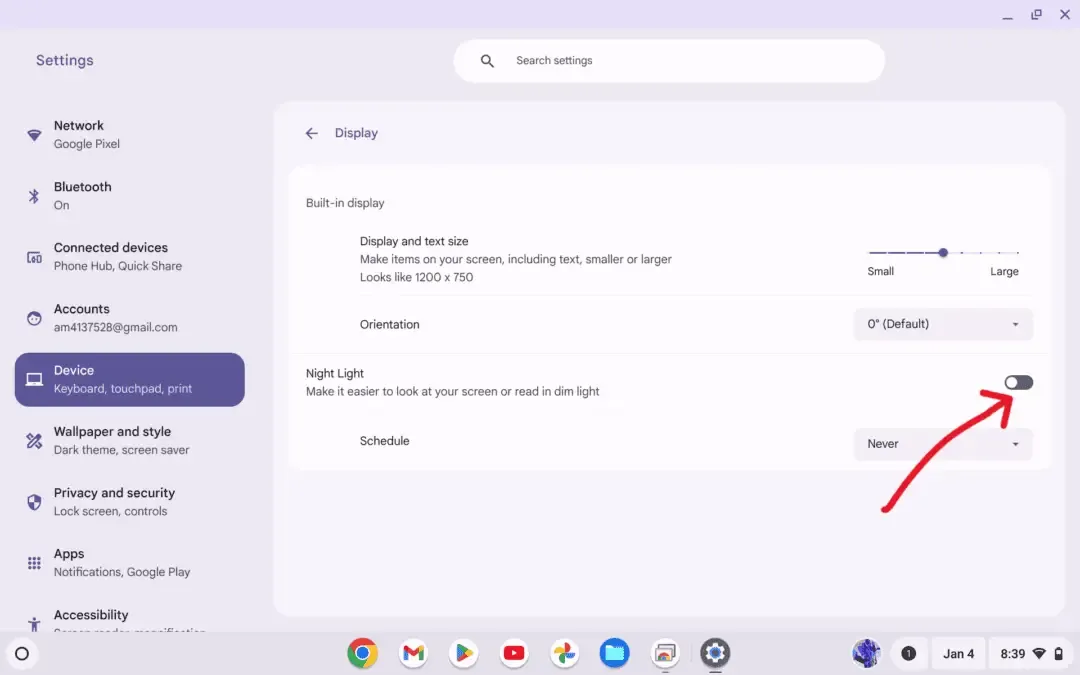 Night Light Feature for Better Eye Care Cara Mengatur Kecerahan Layar Chromebook dengan Mudah 5 Night Light Feature for Better Eye Care