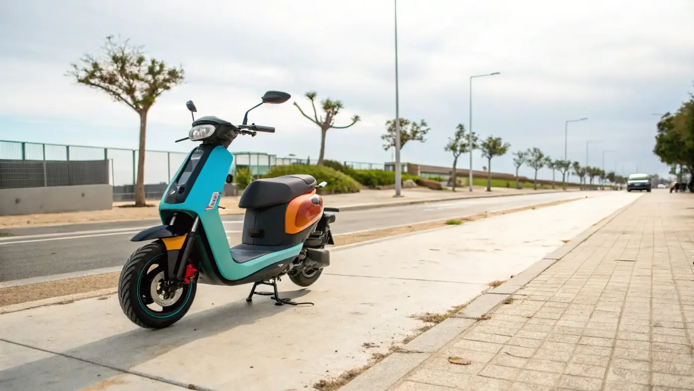 electric moped parked Kalkulator Motor Listrik - Cara Hitung Biaya Listrik Sepeda Motor Listrik 5 electric moped parked