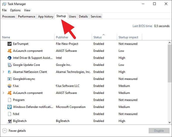 Mematikan Program Startup Windows 10