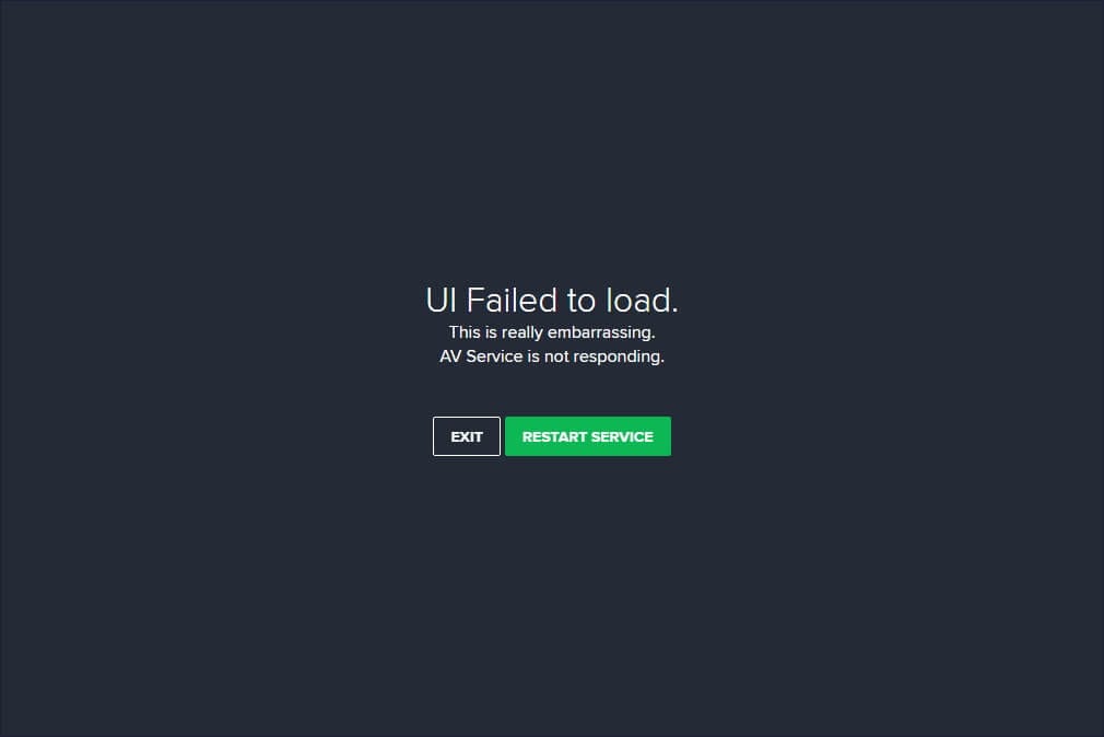 Avast UI Failed to Load