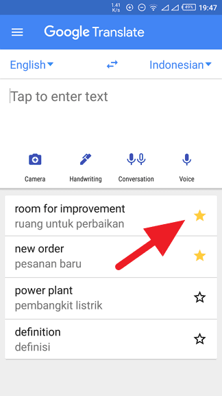 Riwayat Google Translate Android