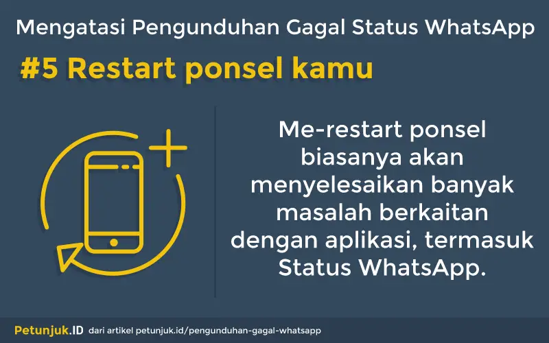 Mengatasi Penguduhan Gagal Status WhatsApp dengan restart ponsel