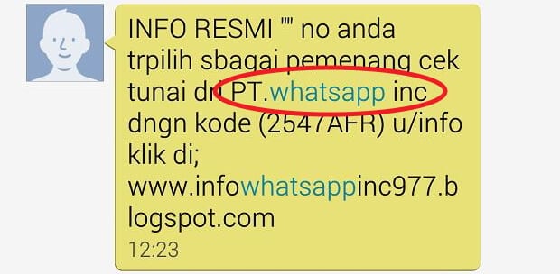 Pesan Penipuan WhatsApp, PT WhatsApp Inc