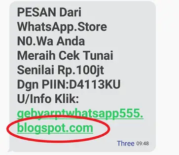 Pesan Undian WhatsApp, whatsapp store, penipuan whatsapp
