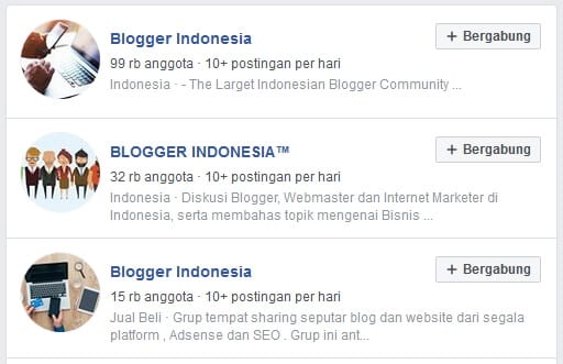 Komunitas Blogger di grup Facebook