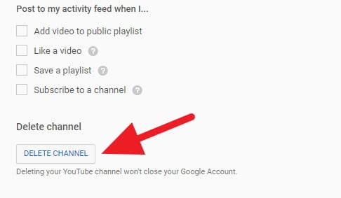Delete Channel Youtube