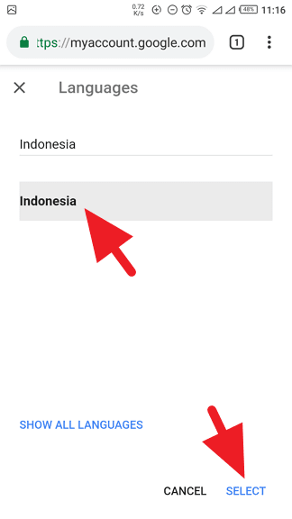 Bahasa Indonesia Google My Account