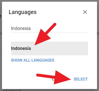 Bahasa Indonesia di Google