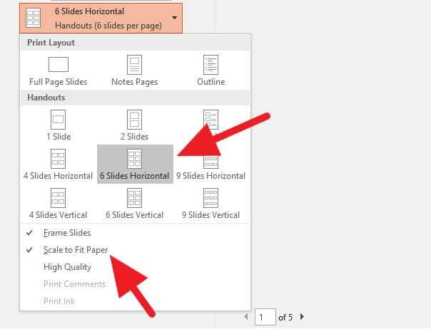 Pengaturan untuk print slide PowerPoint