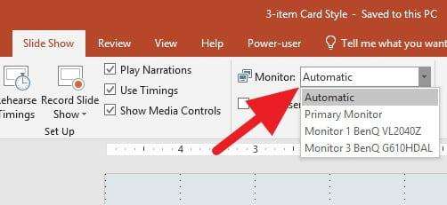 Memilih monitor output