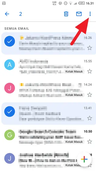 Menu tiga titik Cara Mencari Email yang Diarsipkan di Gmail Android 6 Menu tiga titik