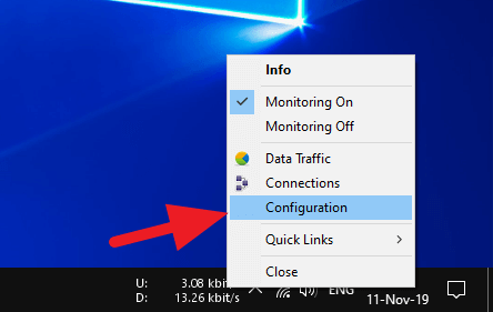 NetSpeedMonitor configuration Cara Tampilkan Kecepatan Internet di Taskbar Windows 10 17 NetSpeedMonitor configuration