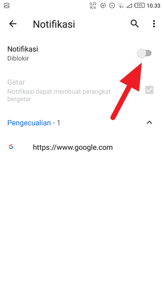 Notifikasi mati Cara Blokir Permintaan Notifikasi Website di Chrome Android 6 Notifikasi mati