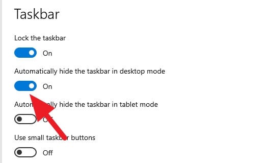 Automatically hide the taskbar in desktop mode Cara Menyembunyikan Taskbar di Windows 10 2 Automatically hide the taskbar in desktop mode