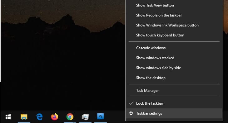 Taskbar Settings Cara Menyembunyikan Taskbar di Windows 10 1 Taskbar Settings